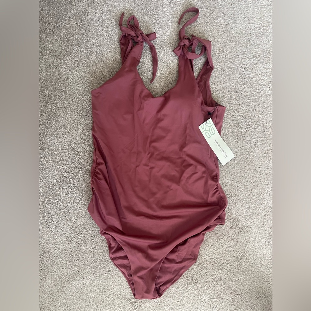 Move Mama One Piece Tie Shoulder Breastfeeding Swimsuit